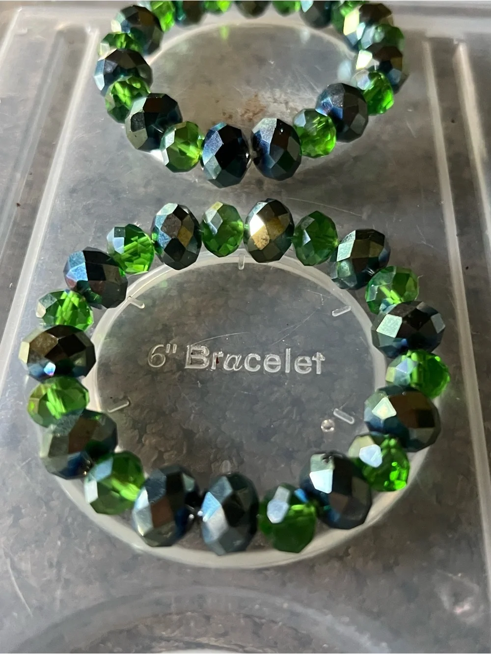 Green Faceted Stretch Bracelet Set - Brand